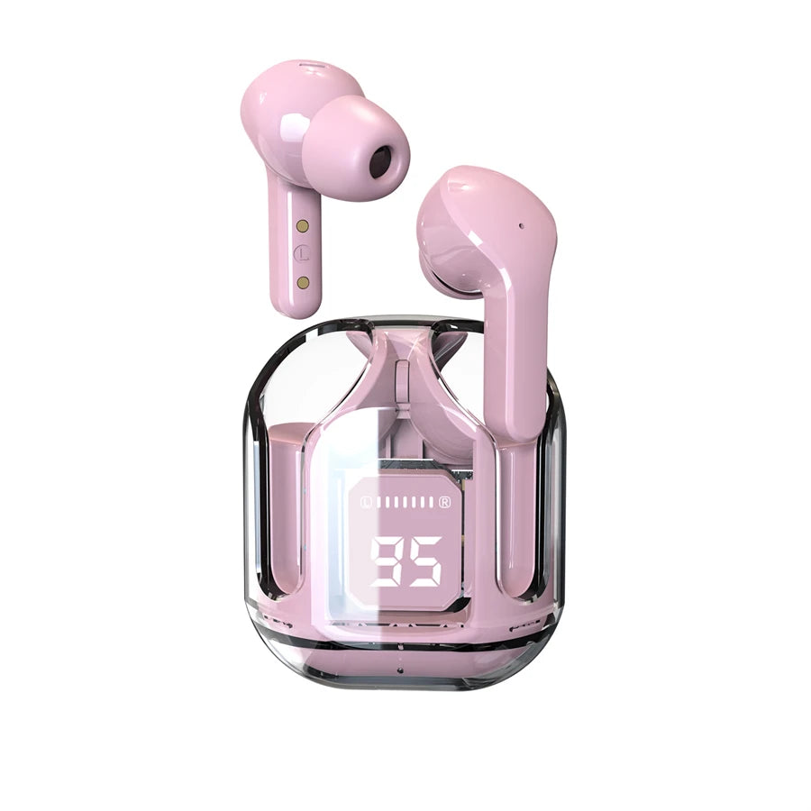T2 Wireless Bluetooth Earphone Transparent HIFI Headphones LED Power Digital Display Stereo Sound Earphones for Phone